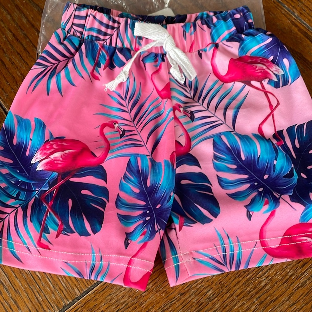 Baby Swim Trunks NIP Flamingo Fancy